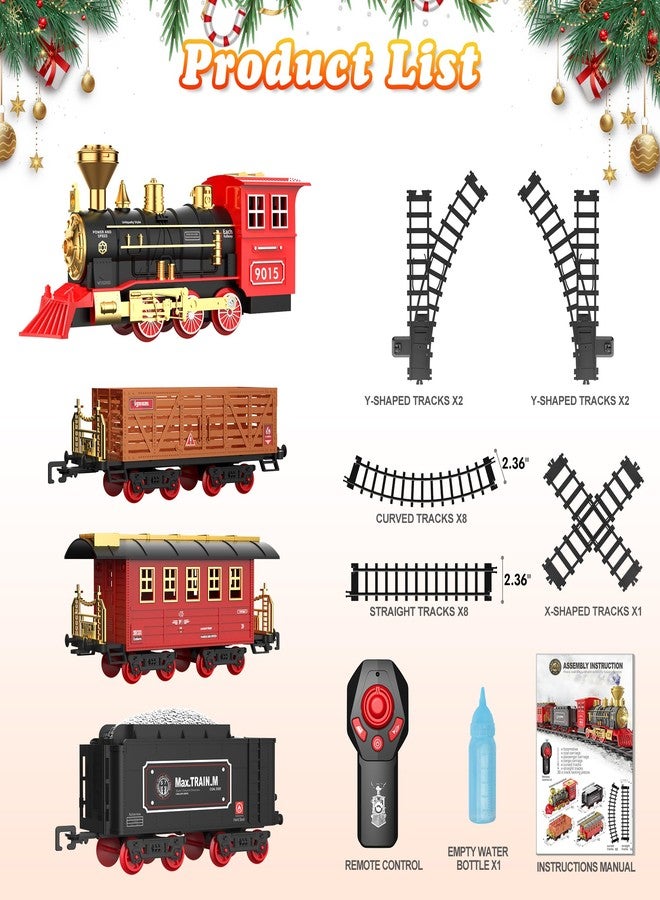 Hot Bee Train Set, Remote Control Train Toys with Luxury Tracks, Christmas Train Sets for Around the Tree,Toy Train with Smokes, Lights & Sound,Model Train Set for 3 4 5 6 7+ Years Old Boys Gifts Kids - Image 5